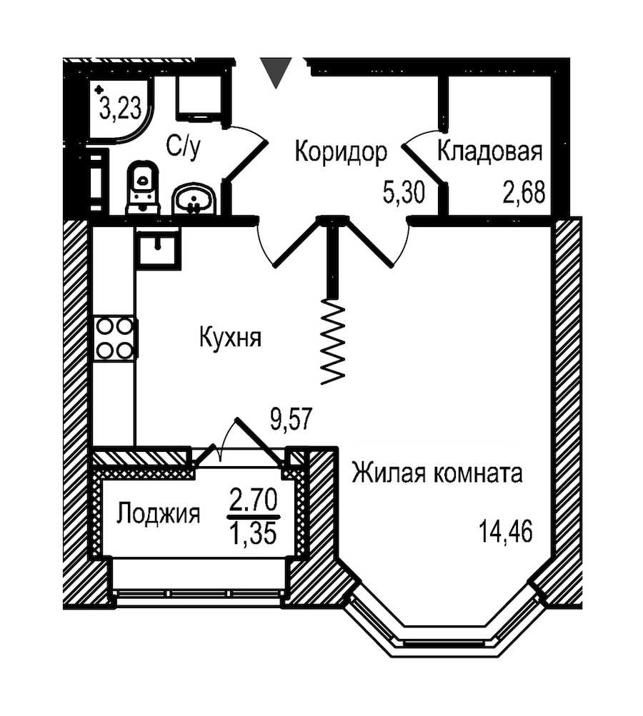 Однокомнатная квартира в : площадь 36.59 м2 , этаж: 6 – купить в Санкт-Петербурге